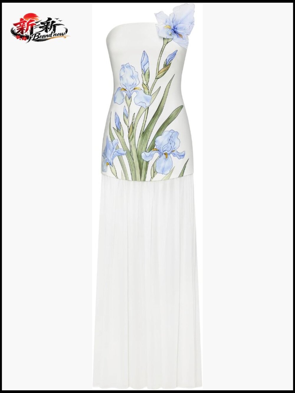 Floral Print Strapless Maxi Dress Ivory Sleeveless Women's
